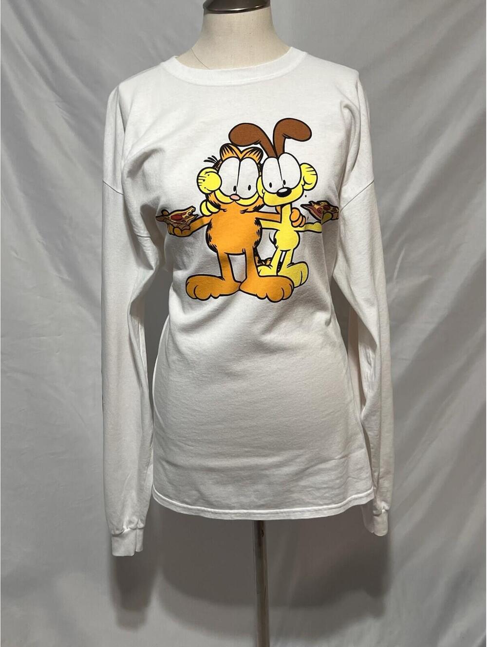 Garfield & Odie Longsleeve Tshirt XL White Vintage 1990’s #86947 Rare Vintage